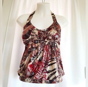 Halter Neckline Animal Print Top
